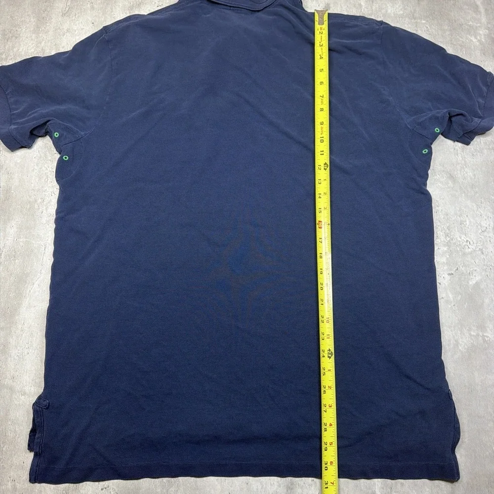 Vintage Polo Ralph Lauren Rugby Polo Shirt Navy Blue Green Pony Mens XL Cotton